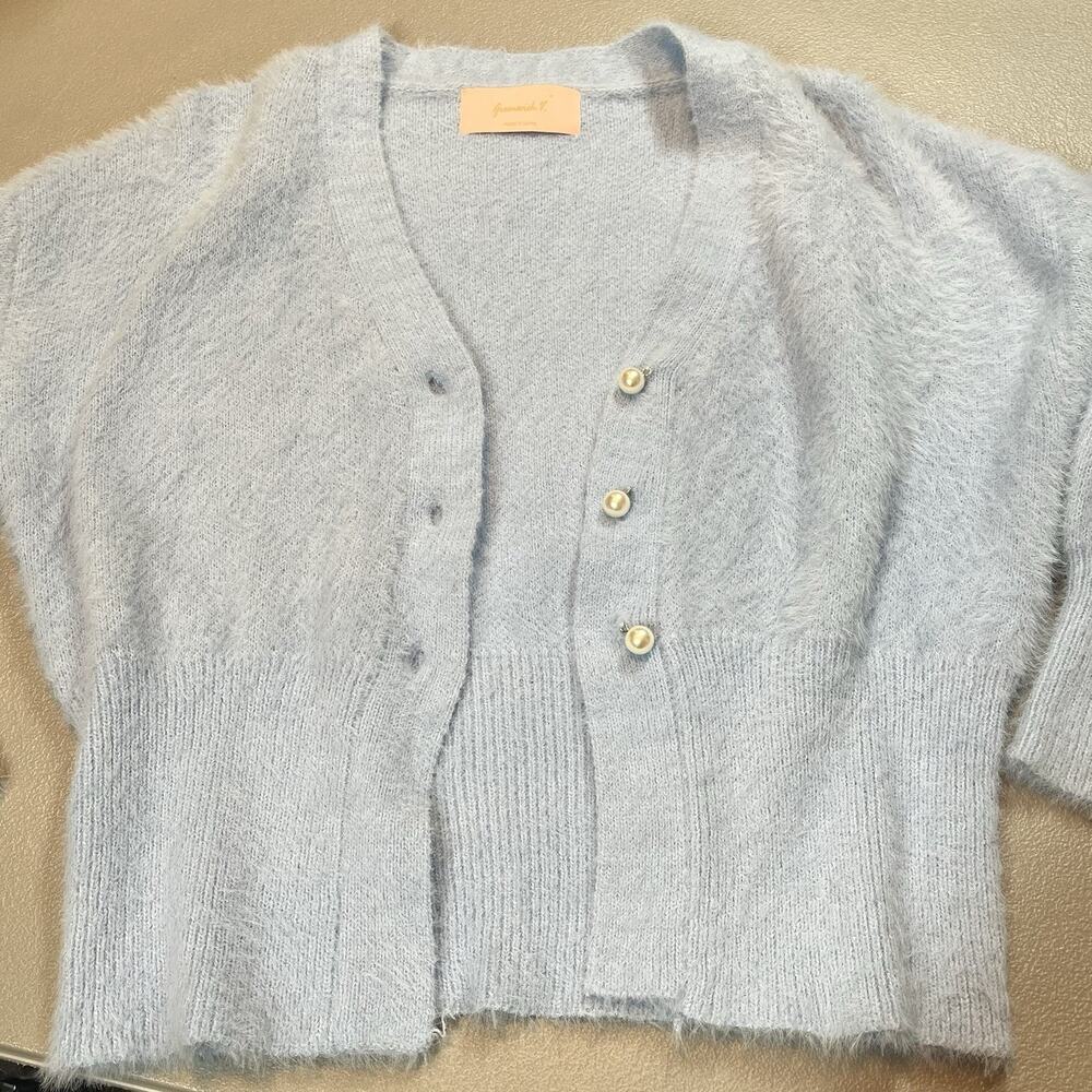 Greenwich V Cashmere Wool Coquette Preppy Cardigan Sweater Old Money Pearl Butto